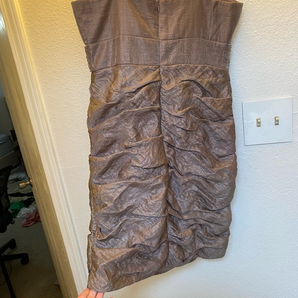 Mauve metallic colored dress with half over jacket - Picture 3 of 5